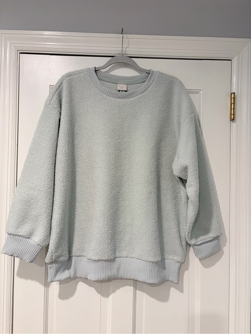 A New Day Teddy Fleece Pullover Sweatshirt XXL Light Blue Cozy Lounge Top